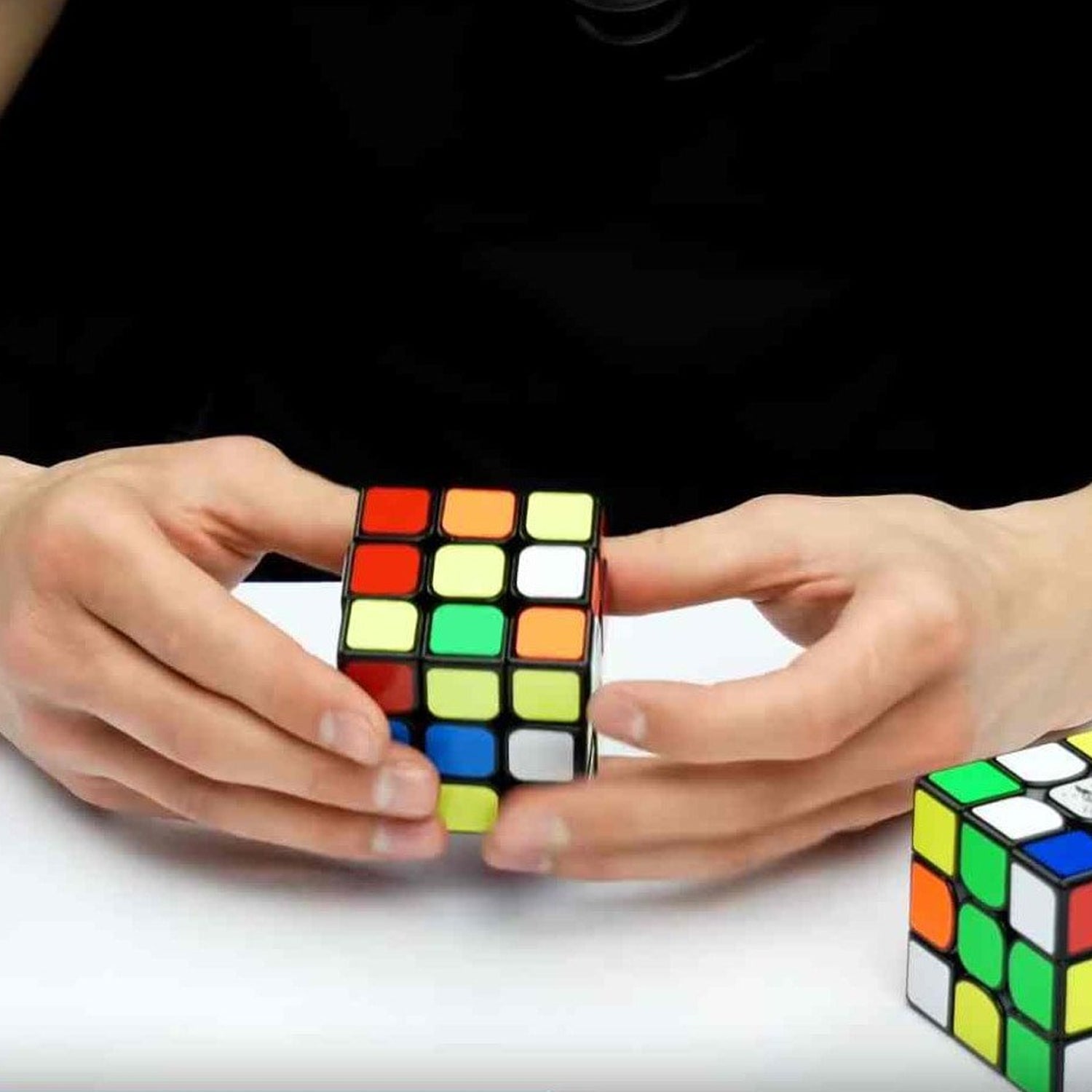 Close-up of mini magic cube, vibrant colors, suitable for kids