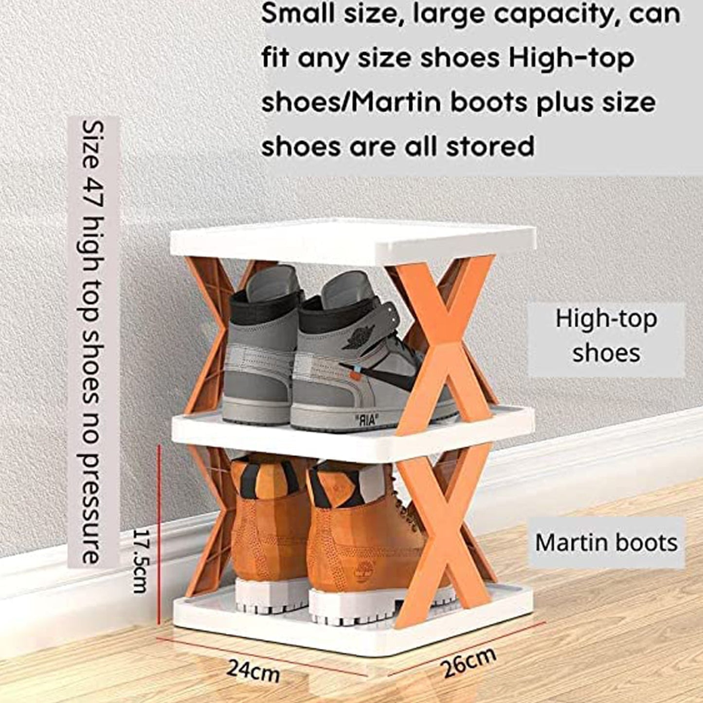 Space-saving foldable shoe rack with 6 layers