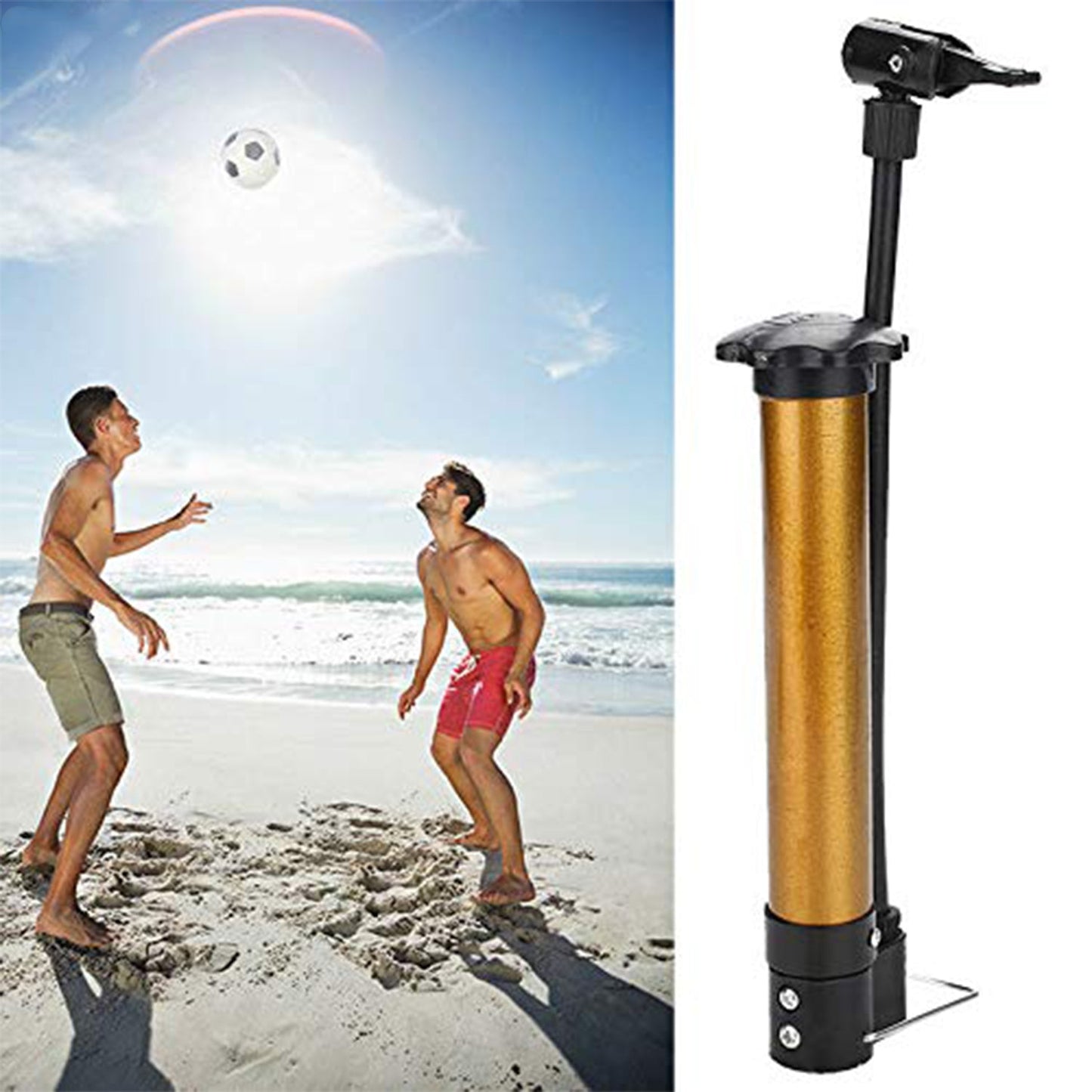 Mini Hand Air Ball Pump With 1 Pin, Metal Portable High Pressure Air Pump Mini Basketball Inflator for Balls, Basketball, Soccer, Volleyball, Football, Inflatable, and More (1 Pc)