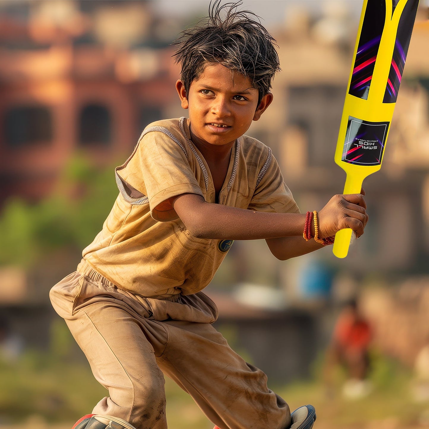 Small Cricket Kit for Boys & Girls, Cricket Set with 1 Cricket Bat, 1 Plastic Ball, Bails, 3 Stumps with Stand Base