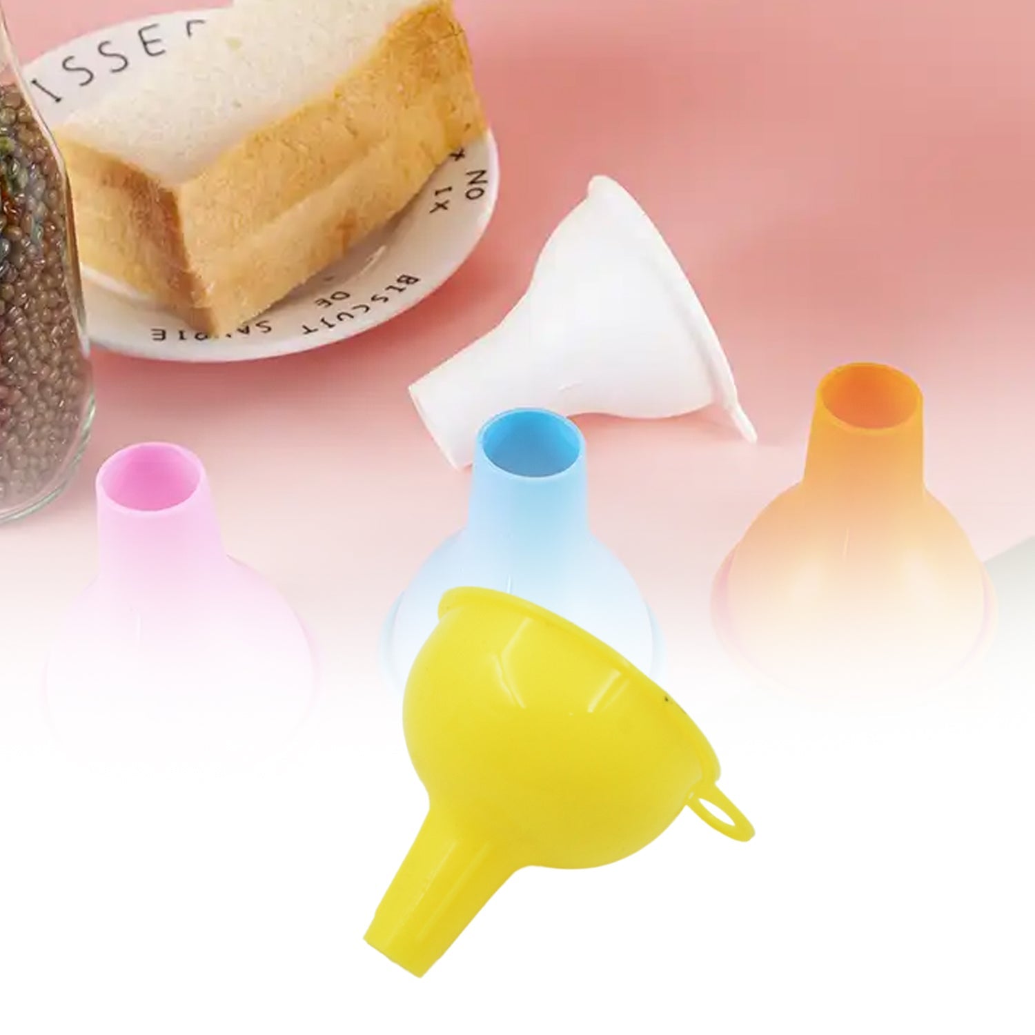 Food-grade silicone funnel with narrow spout for precise pouring