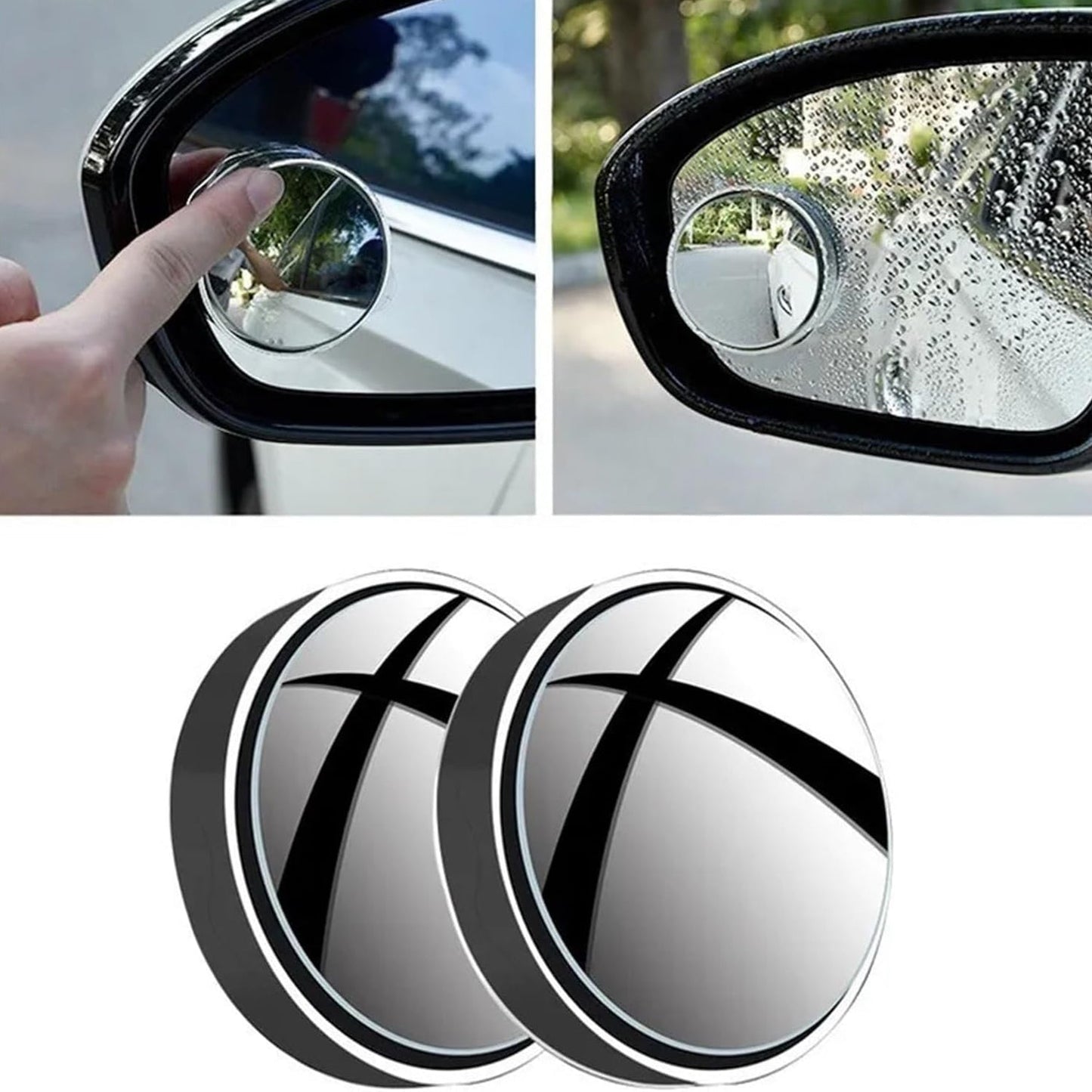 360DEGREE BLIND SPOT ROUND WIDE ANGLE ADJUSTABLE CONVEX REAR VIEW MIRROR - PACK OF 2