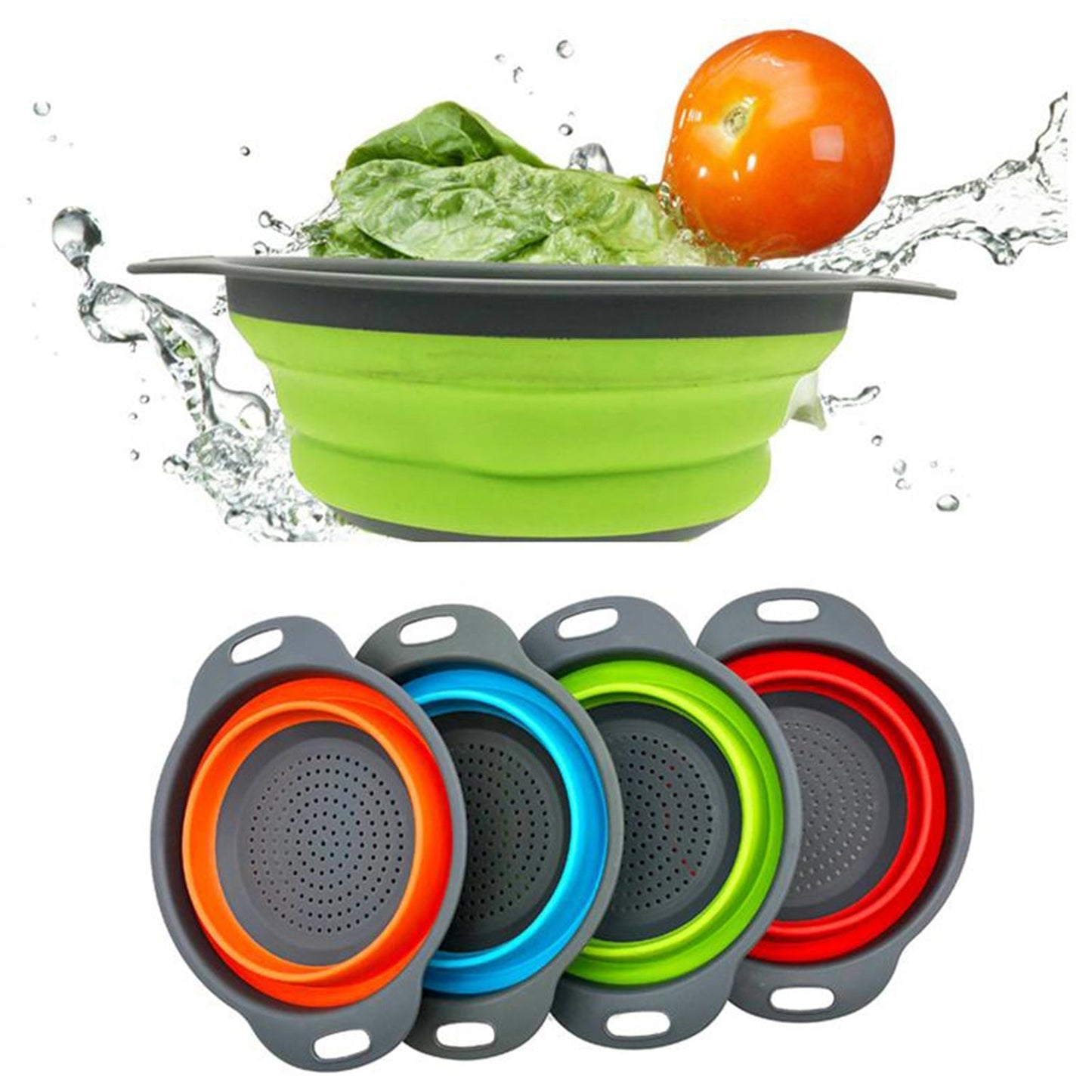 Foldable silicone strainer for kitchen