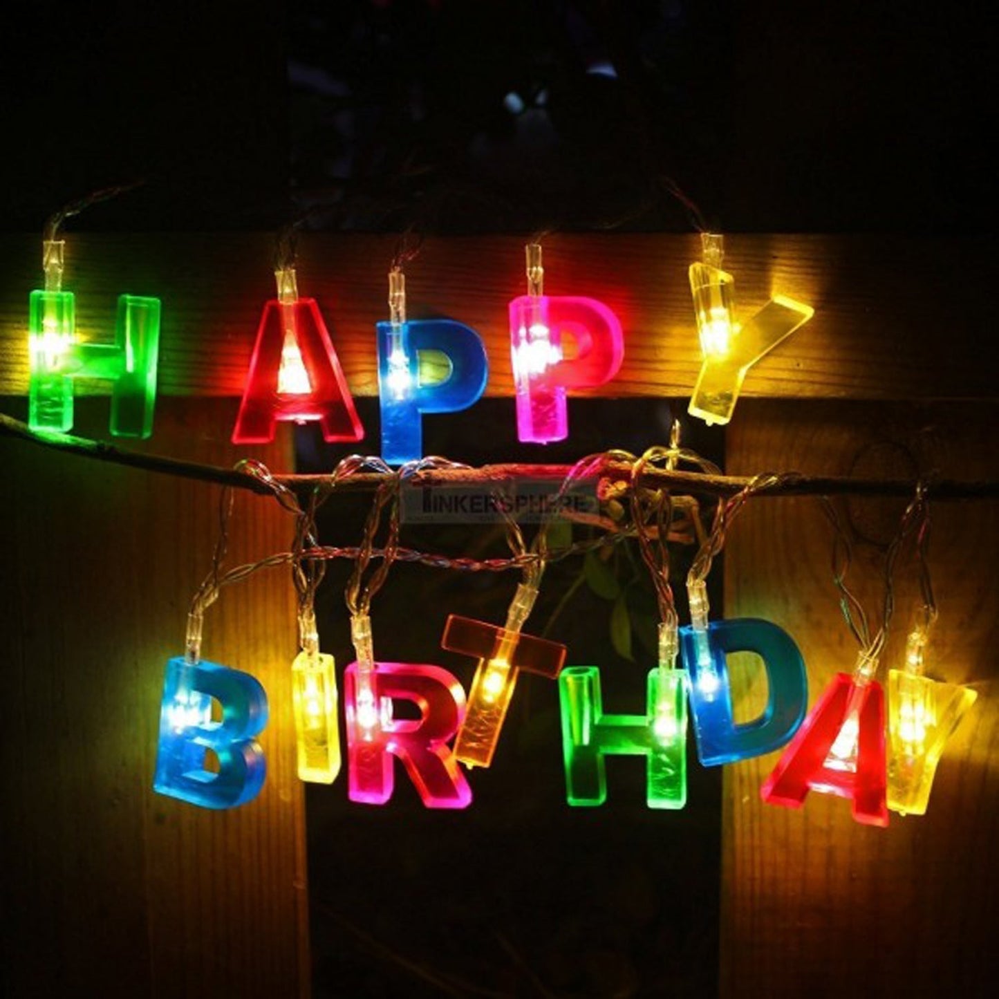 LED Happy Birthday string lights, multicolor, battery-operated