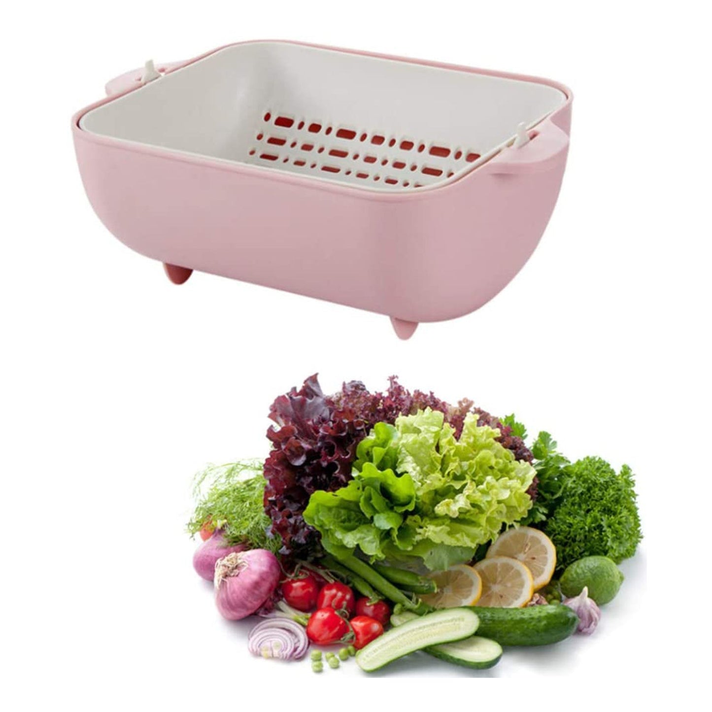 BPA-free double-layered strainer bowl with handles