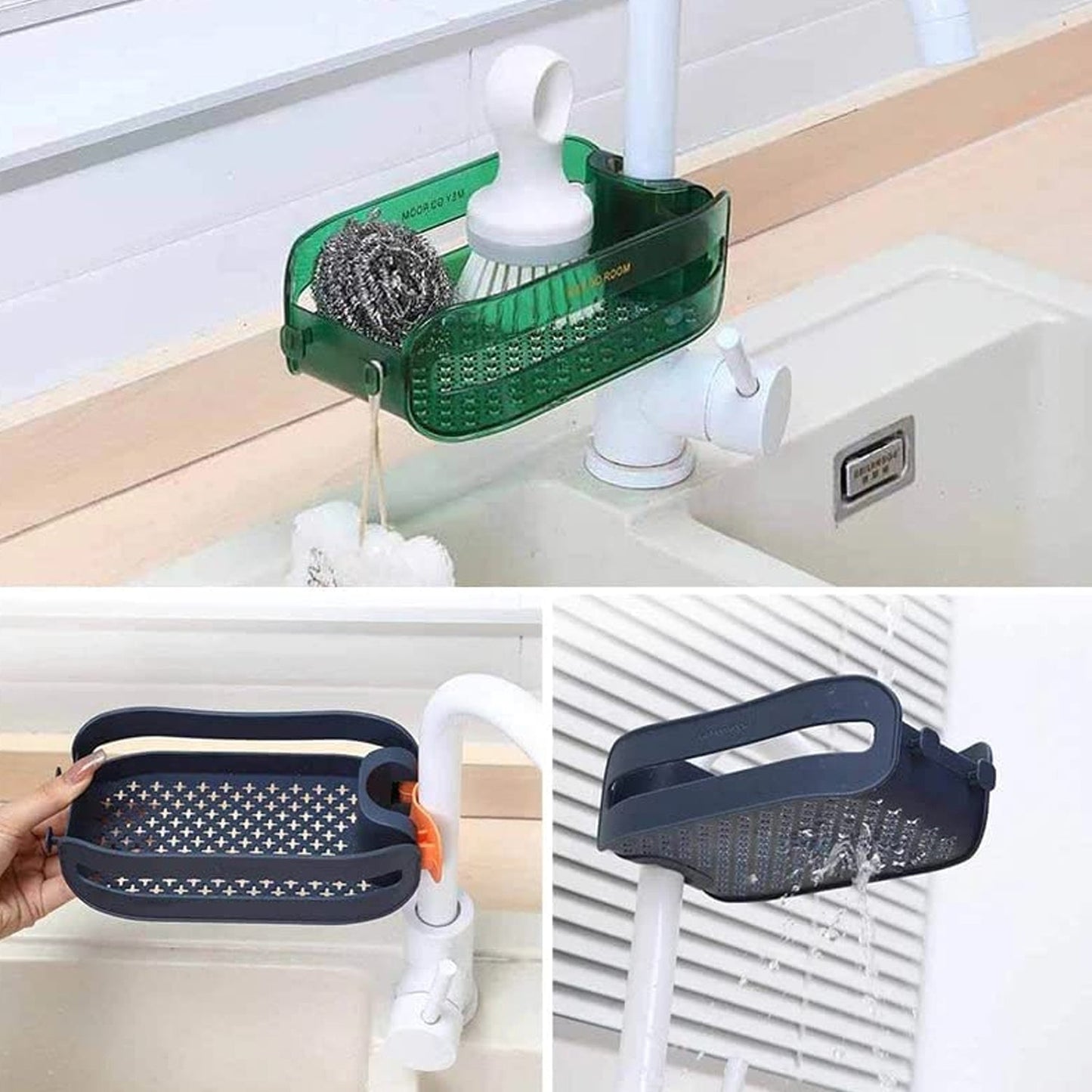 Multipurpose drain basket for sink, hanging from faucet