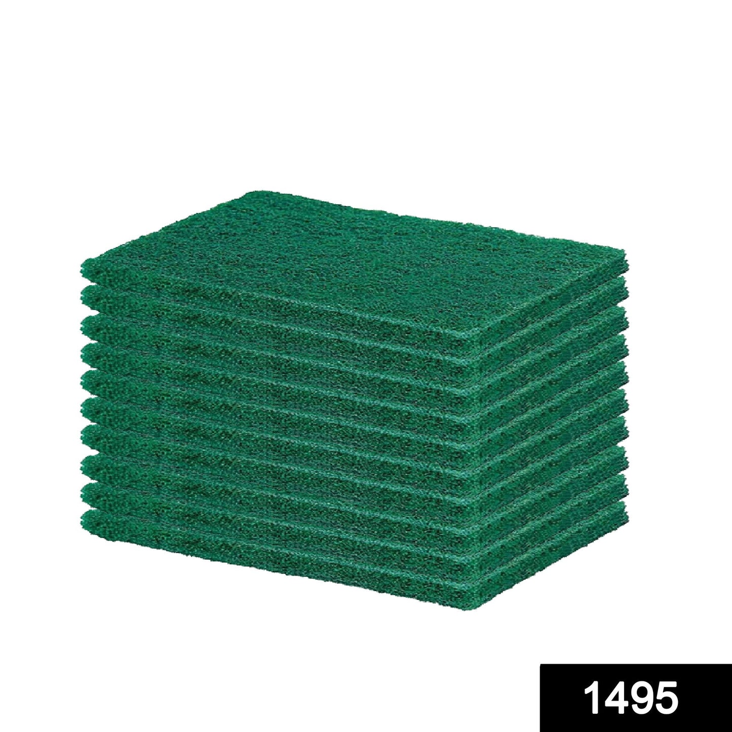 Set of green cleaning pads for scrubbing utensils and tiles