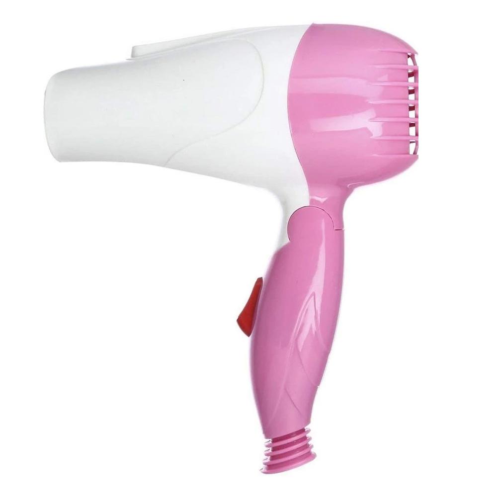 Folding hair dryer with 2-speed settings.