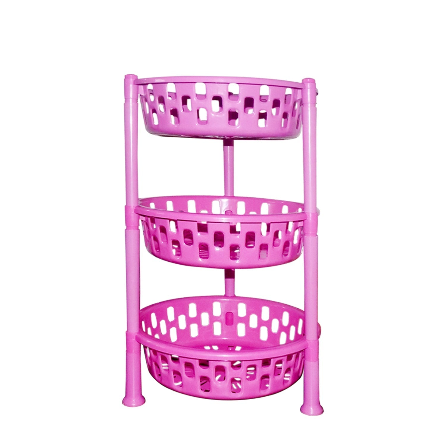 Round plastic storage rack organizer with multiple tiers