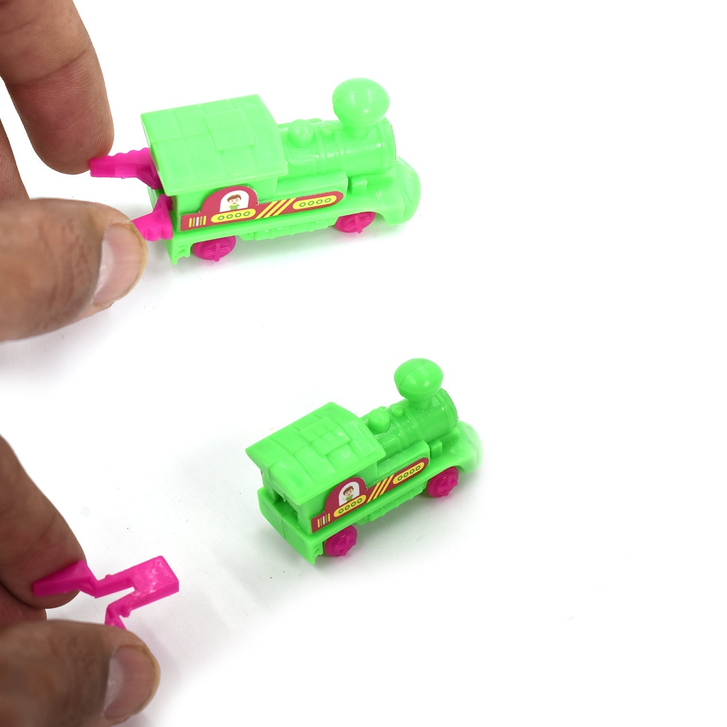 Baby pull along train toy with friction power