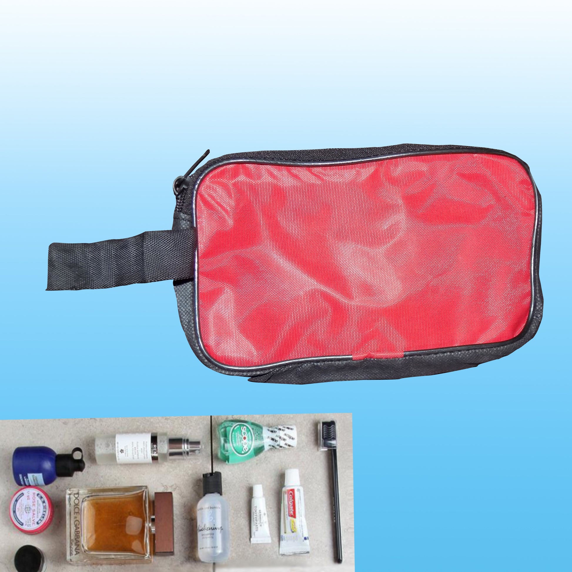 Multipurpose red travel pouch