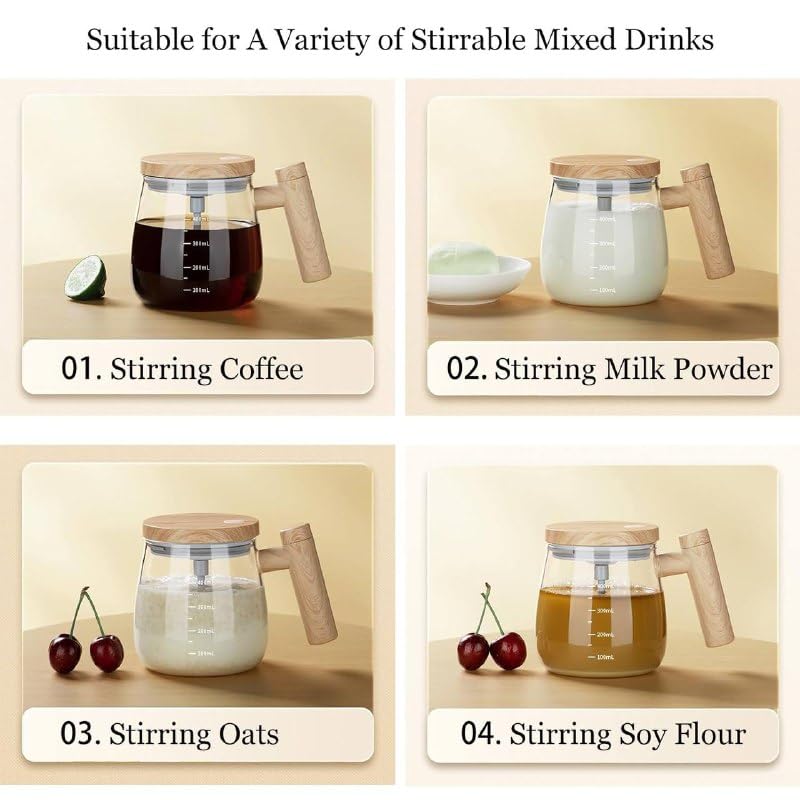 Self Stirring Coffee Mug Electric Mixing Glass Coffee CupHigh Speed Fast Automatic Coffee Cup For Gyms Dining Room Kitchen Gadgets