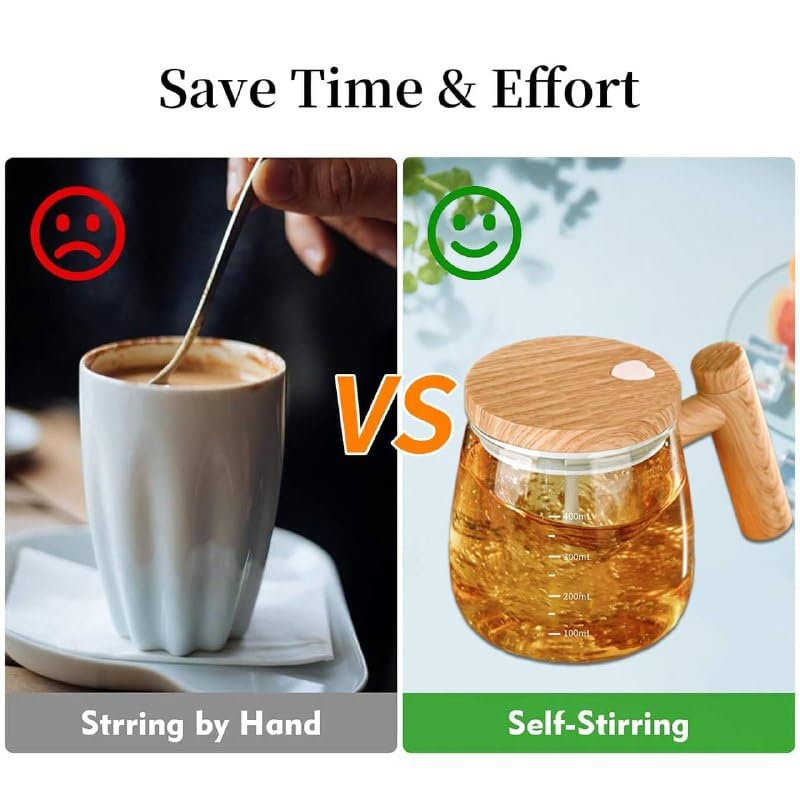 Self Stirring Coffee Mug Electric Mixing Glass Coffee CupHigh Speed Fast Automatic Coffee Cup For Gyms Dining Room Kitchen Gadgets