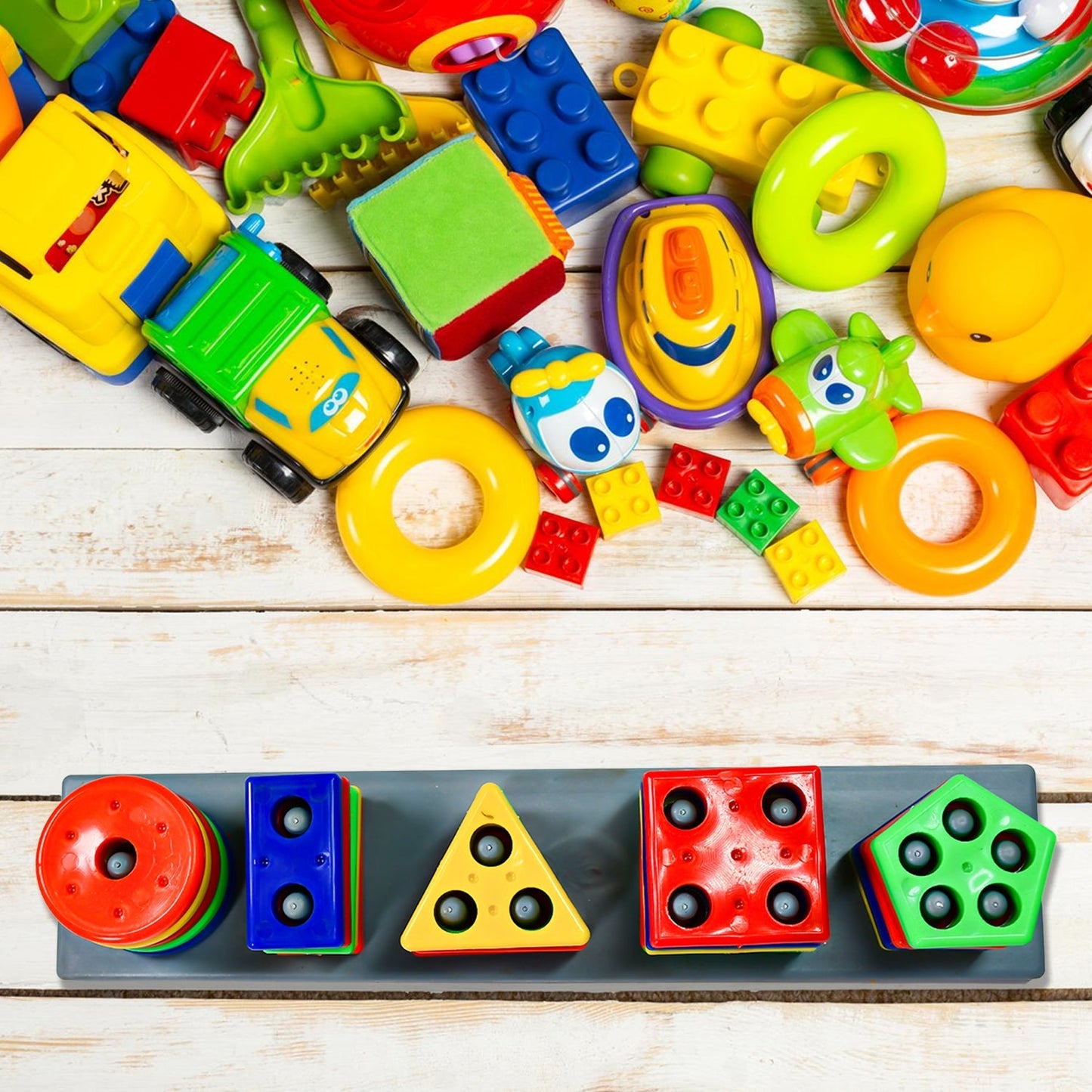 Geometric brick set for educational play with 5-angle blocks