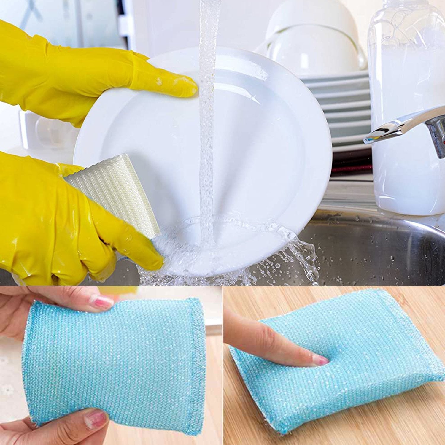 Scratch-resistant scrubber pads, 12-pack, designed for safe kitchen cleaning.