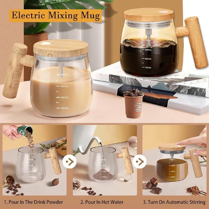 Self Stirring Coffee Mug Electric Mixing Glass Coffee CupHigh Speed Fast Automatic Coffee Cup For Gyms Dining Room Kitchen Gadgets