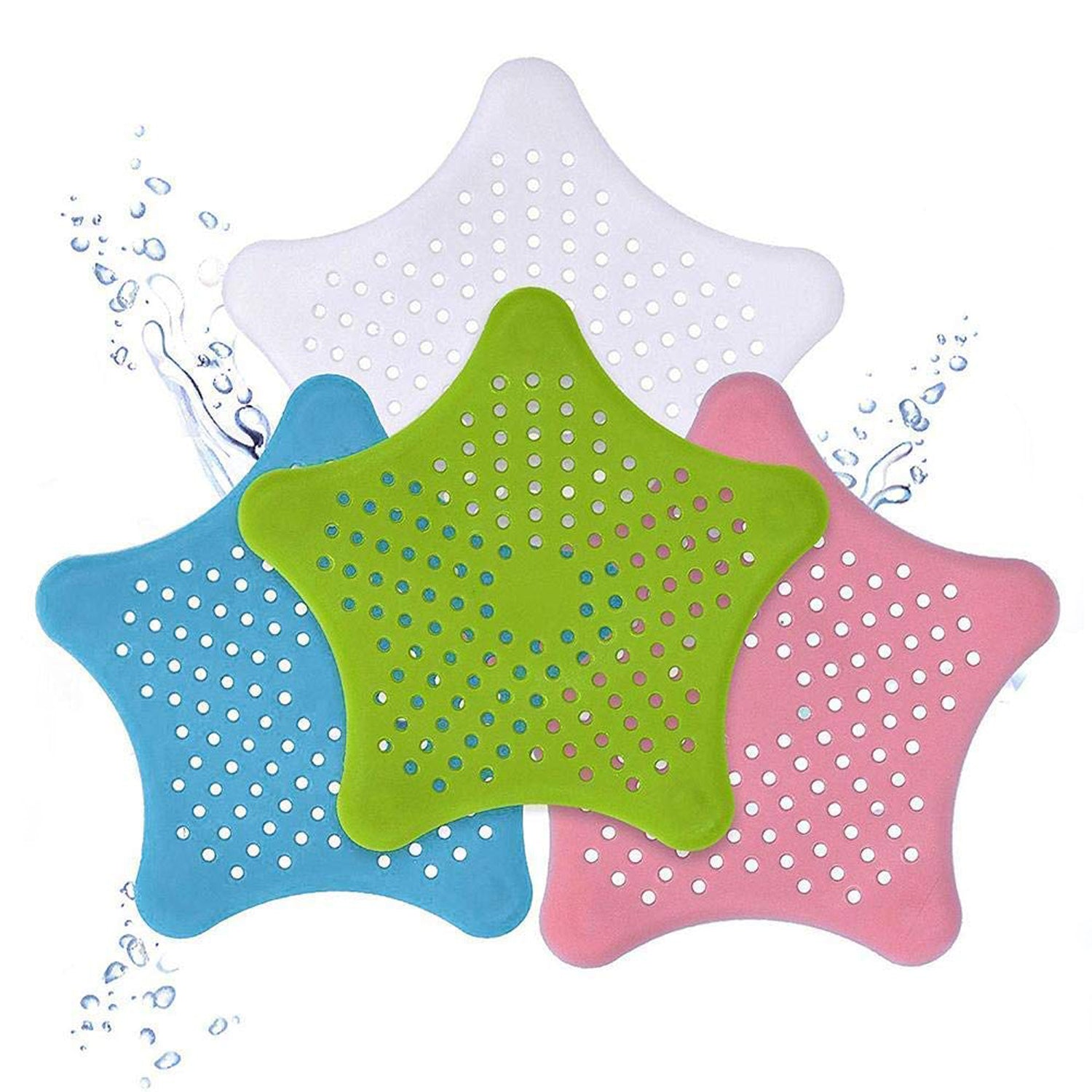 Hair-catching star drain cover for sink or shower