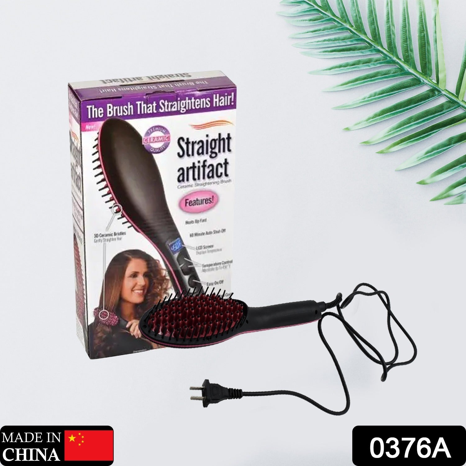 Hair straightener with ceramic plates for sleek hair.