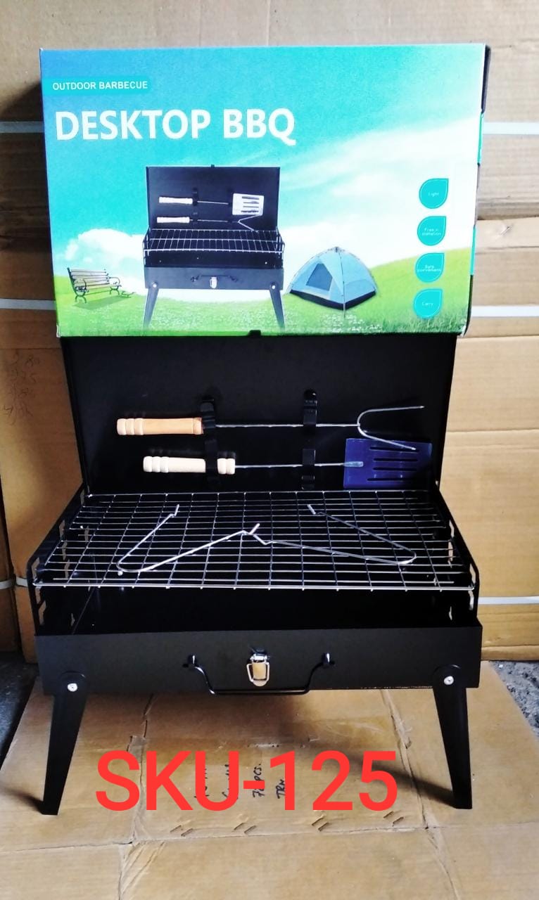 Compact barbecue toaster, briefcase style