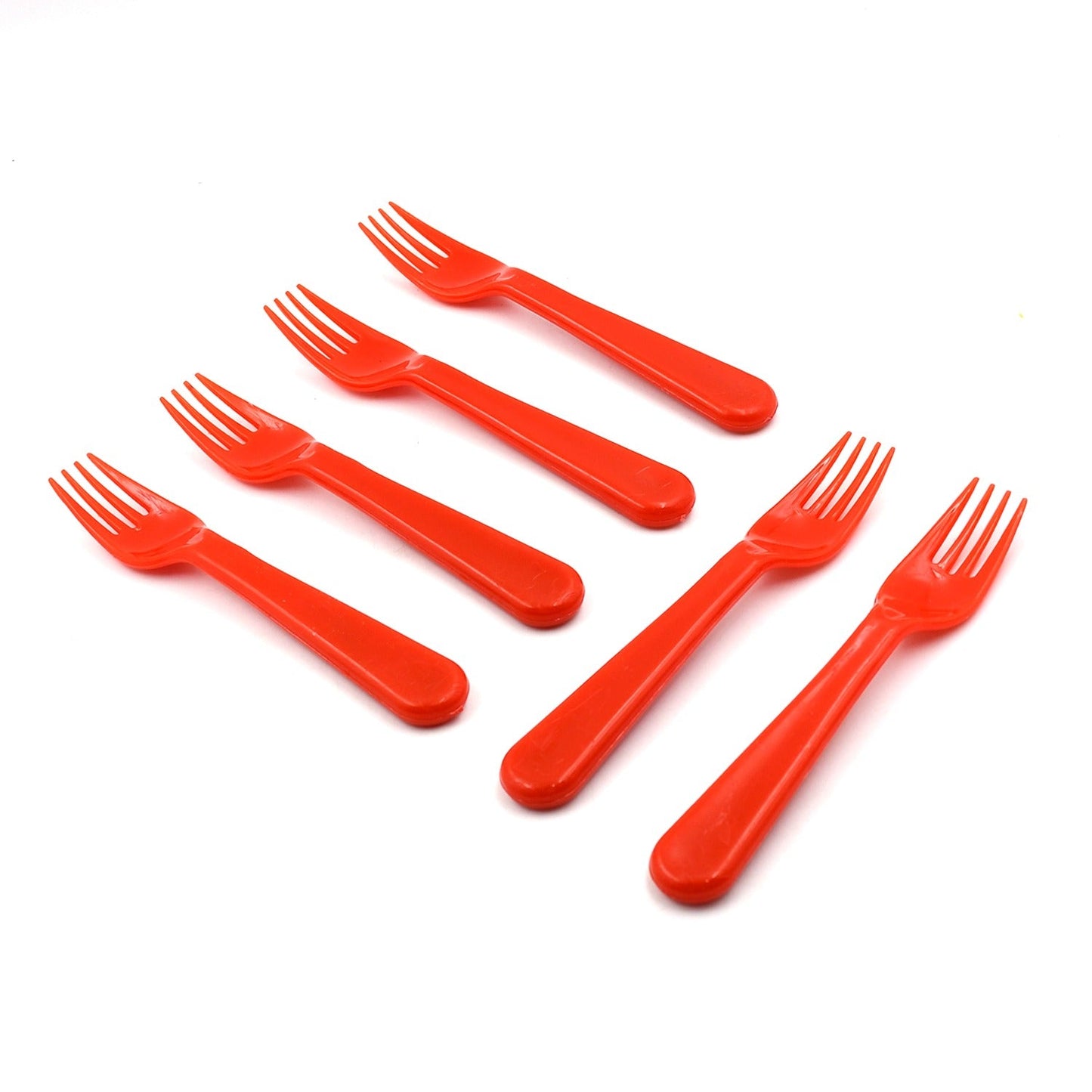 Baby-friendly plastic fork and spoon set.