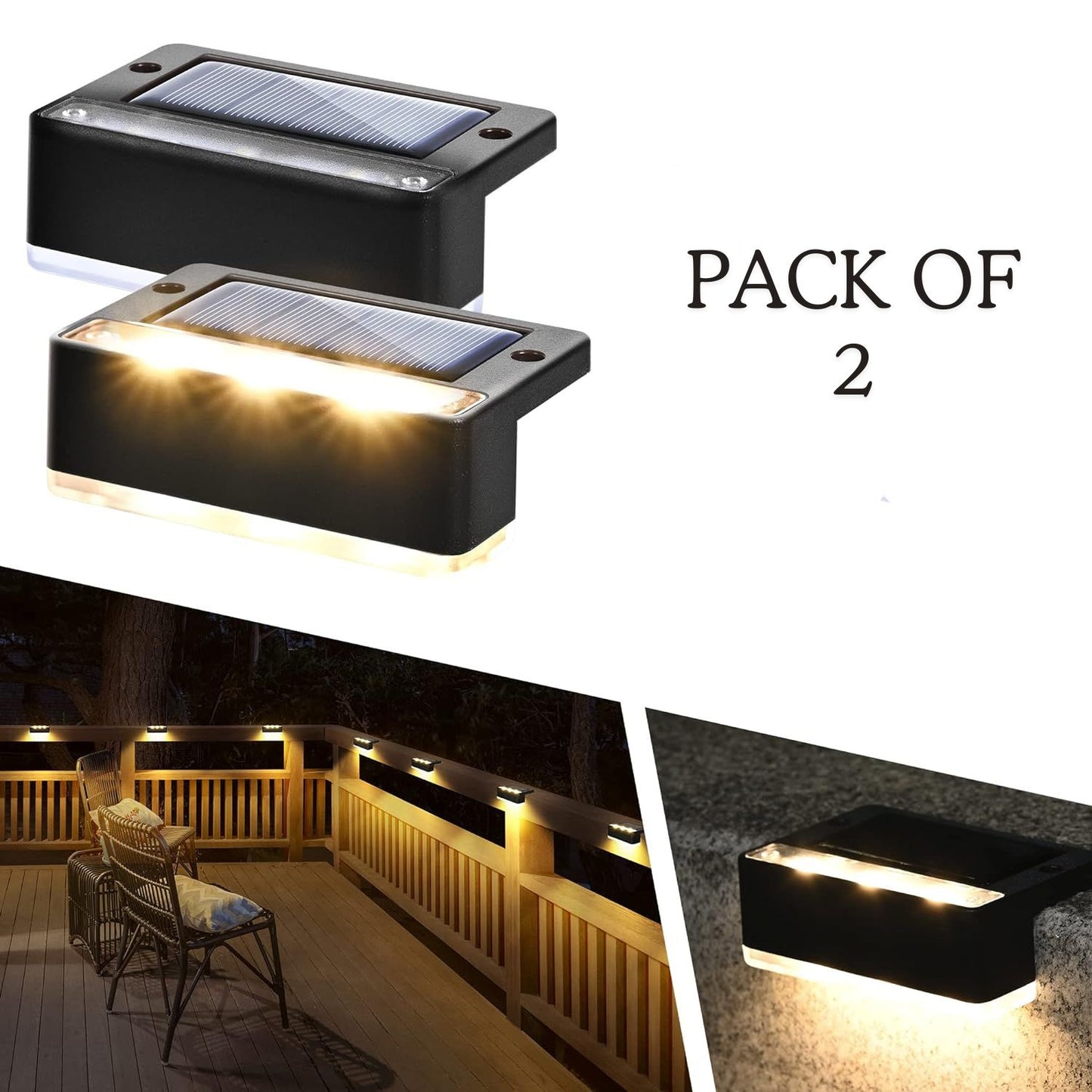 Solar Step Lights Waterproof Led Solar Lights for Outdoor Stairs ( pack of 2 )