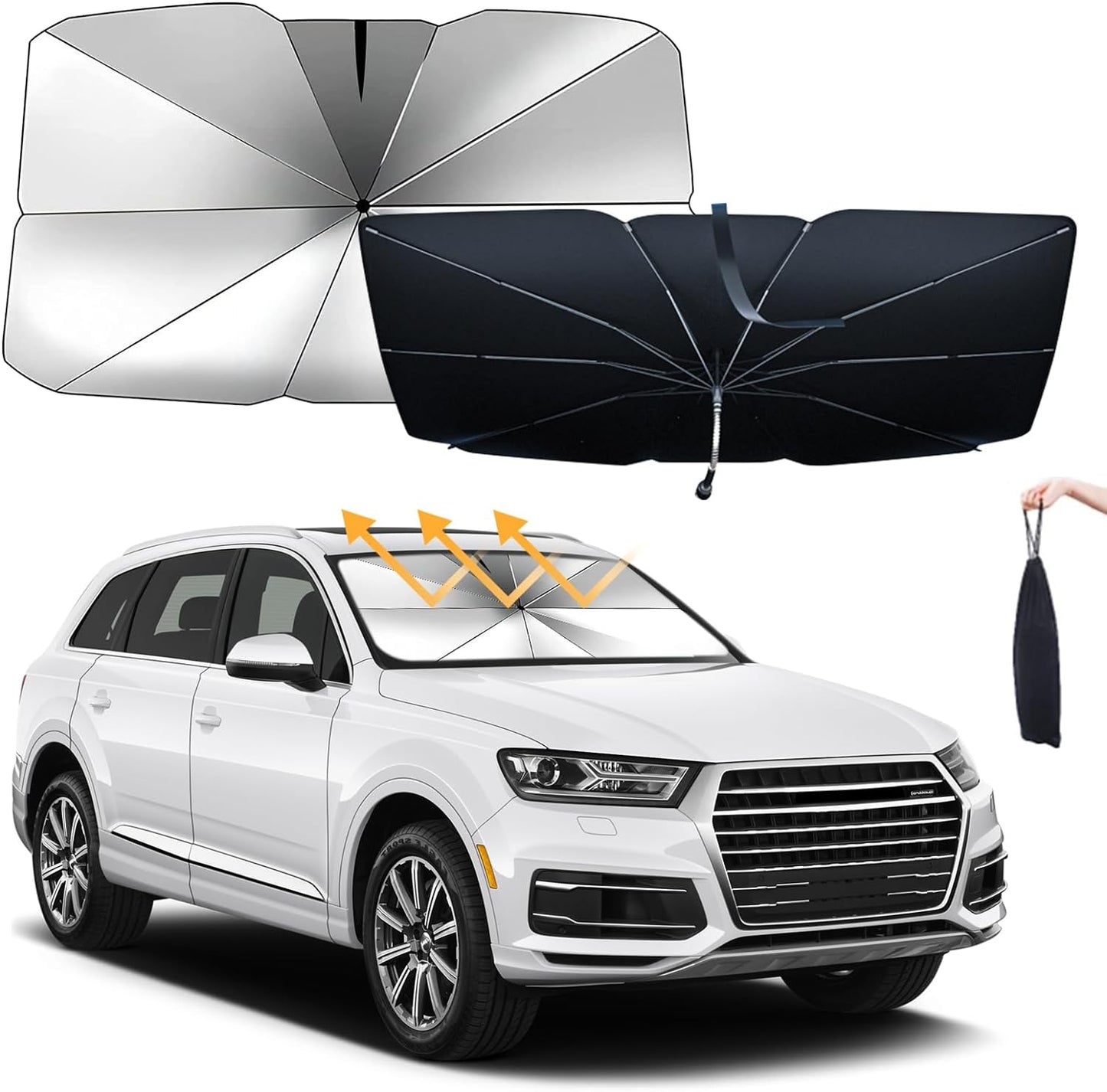 Car Windshield Sun Shade Umbrella, Slycoowell Car Sunshade Umbrella-Style Front Glass