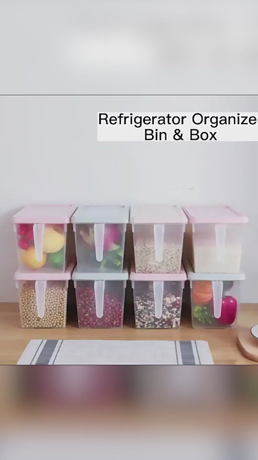 Fridge Storage Boxes Fridge Organizer with Handle & Airtight Lid ( set of 6 - 1000ml )